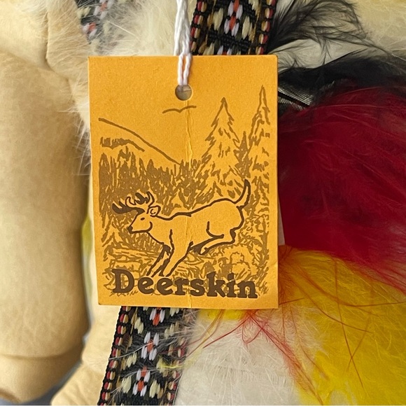 Indien Art Eskimo Souvenir Canadian Aboriginal Doll with Real Deerskin Feathers - Picture 15 of 16